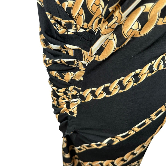 VTG Janine Size L Faux Wrap Dress Chain link Midi Couture Cocktail Gala Sheath - Picture 6 of 10